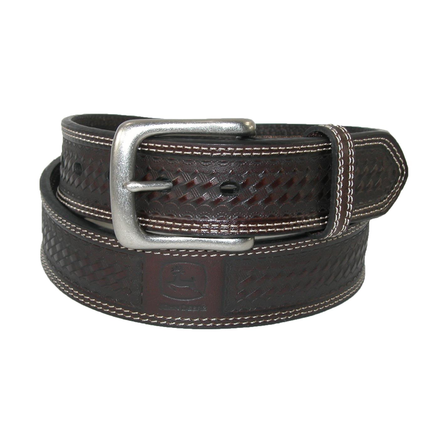 Mens Leather Removable Buckle Classic Bridle Belt by John Deere
