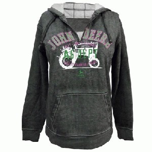 John Deere Ladies Sweatshirt Ag Dept Burnout Pull Over Hood