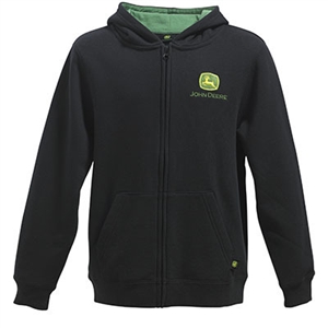 John Deere Youth Boy's Black Full Zip Hooded Sweatshirt | WeGotGreen ...