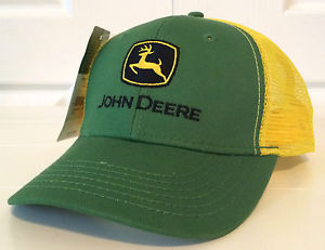 John Deere Classic Green Fabric Yellow Mesh Hat Cap w Snapback | eBay