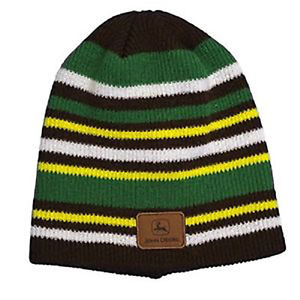 JOHN DEERE *STRIPED* Sueded Patch LOGO STOCKING KNIT HAT CAP BEANIE ...