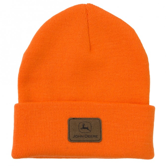 ... Hats —— John Deere Logo Patch Beanie HV - High Visibility Orange