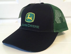 John-Deere-Black-Front-Green-Mesh-Back-Hat-Cap-with-Adjustable ...