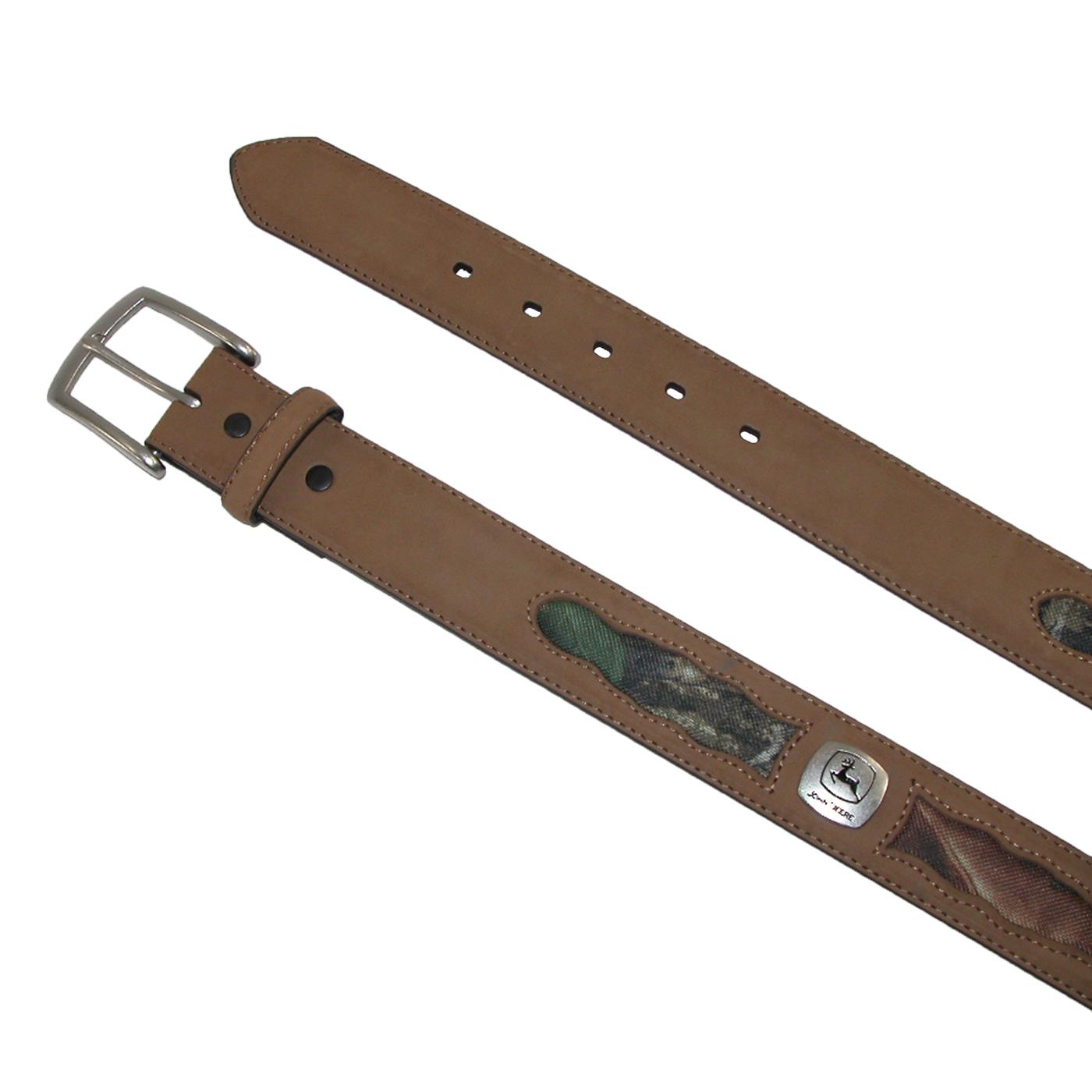 Mens Leather Camo Inlay Removable Buckle Belt by John Deere | Casual ...