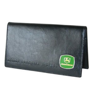 Product Name: John Deere Black Leather Checkbook Cover By Motorhead ...