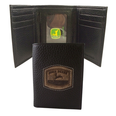 John Deere Black or Brown Historical Logo Leather Tri-fold Wallet ...