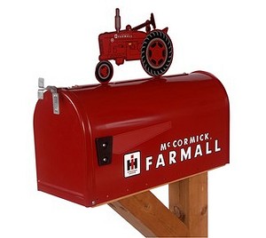 ... > McCormick Farmall M Rural Style Mailbox with Tractor Topper