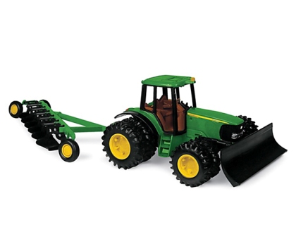 JOHN DEERE TOY TRACTOR 7420 WITH DUALS BLADE AND 6 BOTTOM PLOW ...