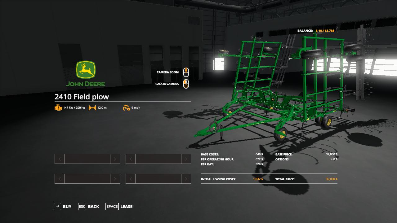 John Deere 2410 3 section plow V1.0 FS19 - Farming ...