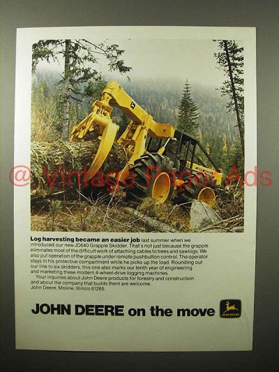 1975 John Deere JD640 Grapple Skidder Ad - Log