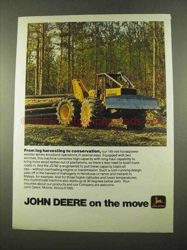 1975 John Deere JD640 Grapple Skidder Ad - Log