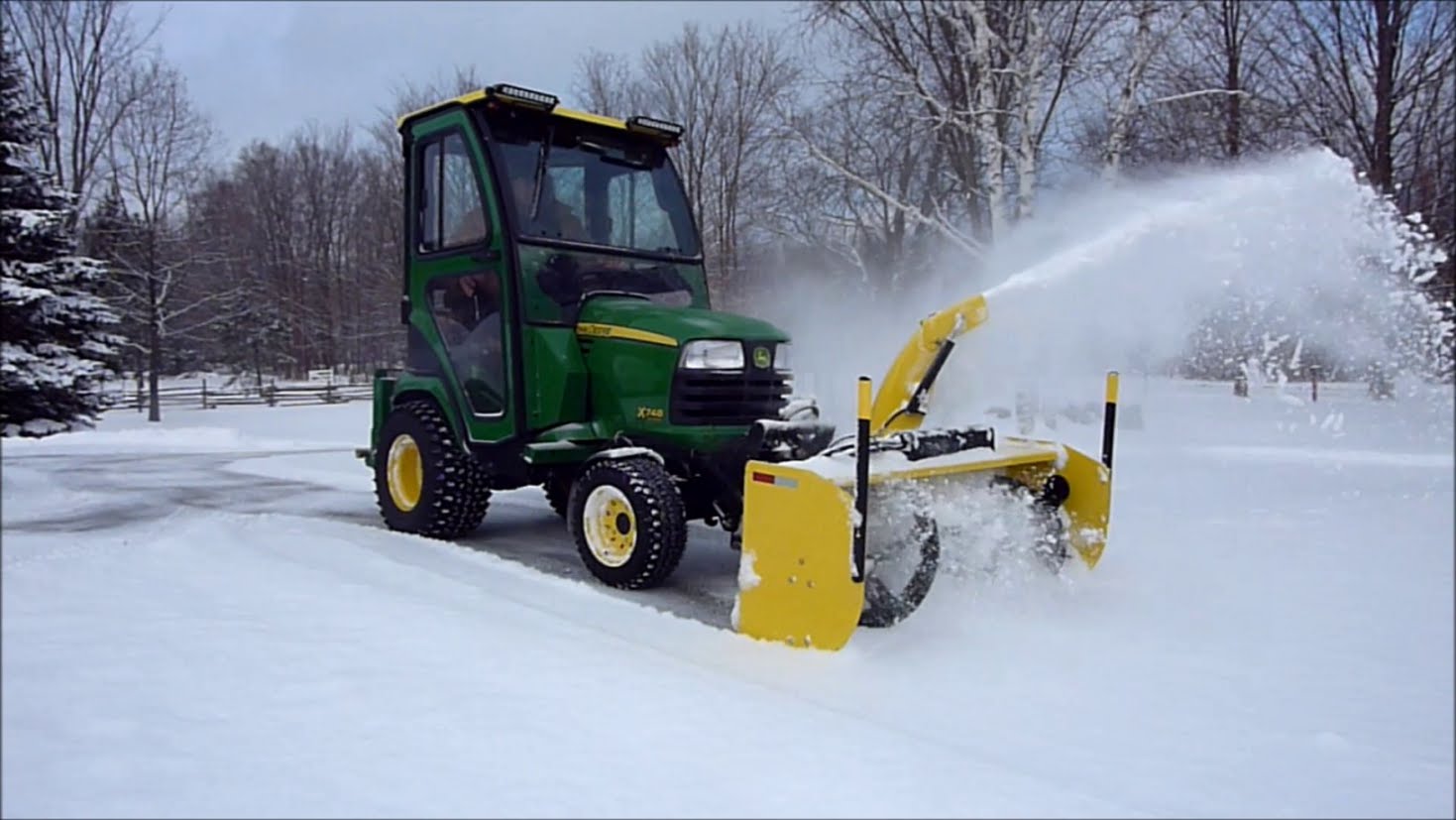 John Deere X748 - 54 Inch Snow Blower Quick Cleanup - YouTube