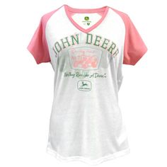 Ladies John Deere Raglan T-Shirt (Pink/White)