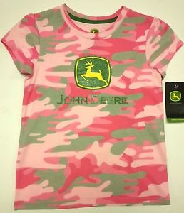 NEW John Deere Pink Camo Glitter Logo Short Sleeve T-Shirt Size 10 ...