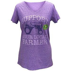 Ladies-John-Deere-034-Support-your-Local-Farmer-034-V-Neck-Tee-Purple