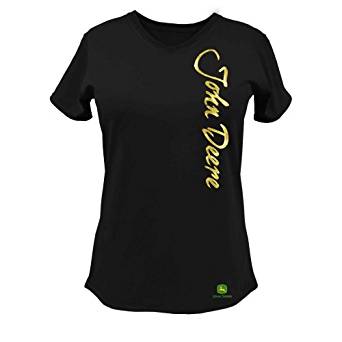 John Deere Logo Print Womens V-Neck Shirt - Black at Amazon Women’s ...