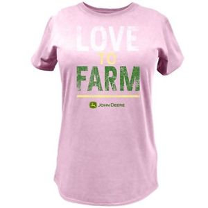 John Deere - Ladies - Love to Farm - Pink T-Shirt Tee | eBay