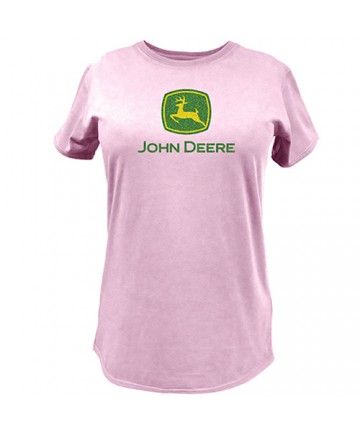 John Deere Glitter Logo Pink Short Sleeve T-Shirt