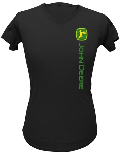 Women's Black John Deere V-neck T-shirts | WeGotGreen.com