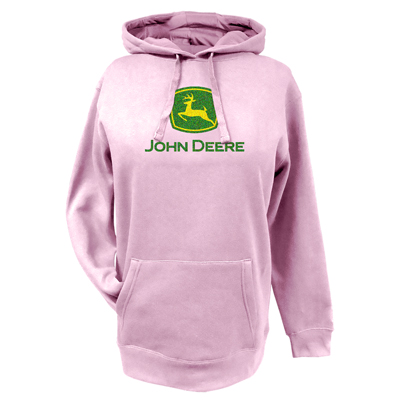 John Deere Pink Ladies' Fleece Hoodie with Glitter Logo - 23020024PK