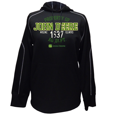 John Deere Men's Black Property Polymesh Hooded Sweatshirt ...