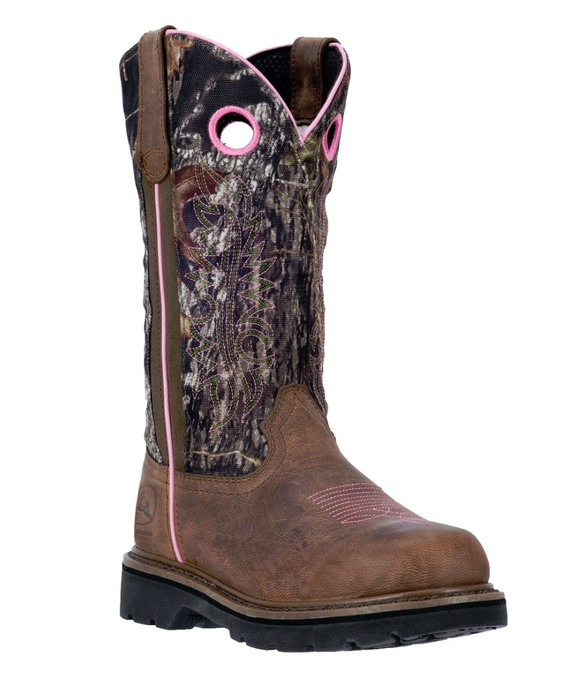 John Deere Womens Dark Brown/Mossy Oak Camo 11' Pull On Boots JD3298 ...