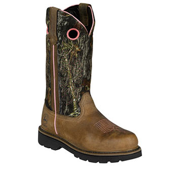 ... john deere john deere women s 11 pull on boots brown mossy oak pink