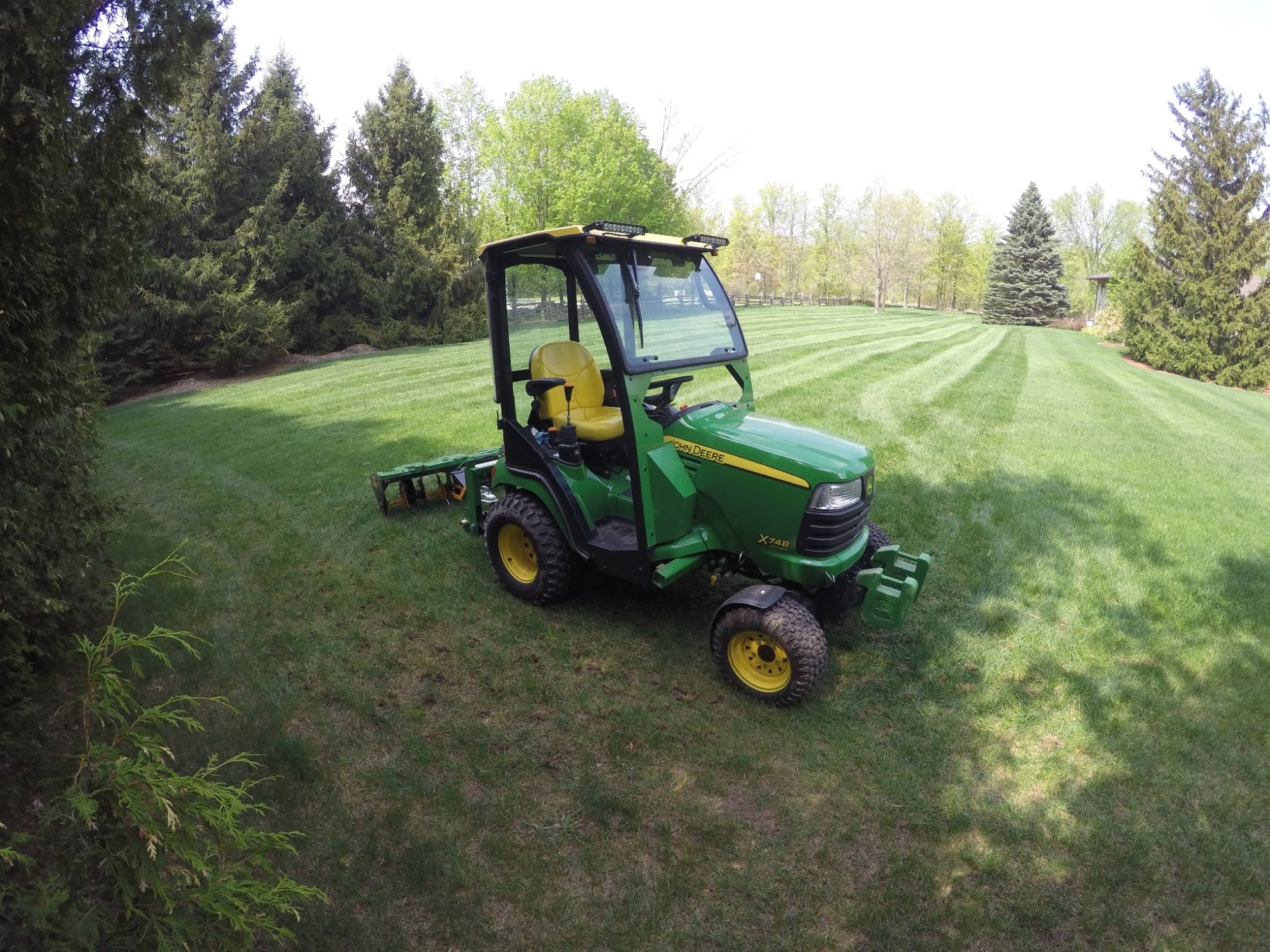 John Deere X748 - Core Aerating the Lawn - 20150510 - YouTube