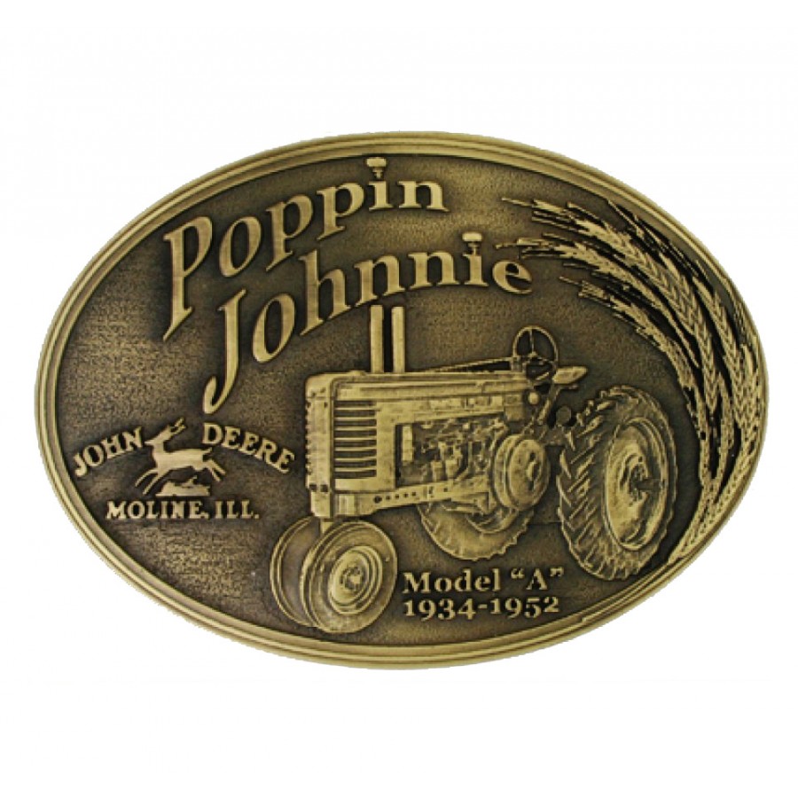 John Deere Poppin Jonnie Brass Belt Buckle | RunGreen.com