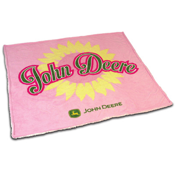 John Deere Pink Flower Sherpa Blanket - 15124