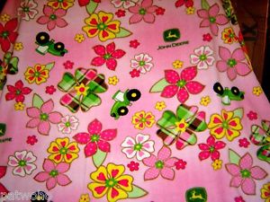 about JOHN DEERE LOGO PINK GINGHAM FLOWERS POLAR FLEECE BLANKET THROW ...