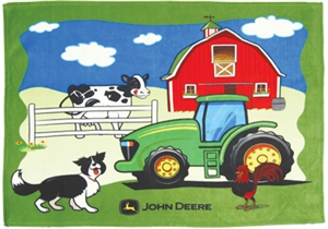 John Deere Farm Scene Heavy Fleece Blanket | WeGotGreen.com