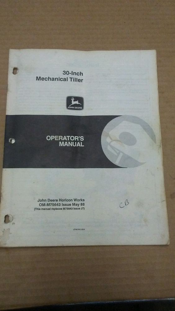 John Deere 240 30 inch mechanical tiller operators manual ...