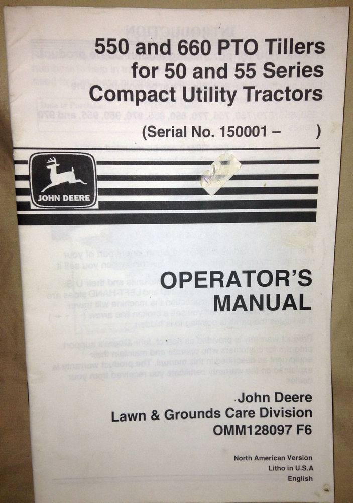 John Deere 550 and 660 PTO tillers for 50 and 55 series ...