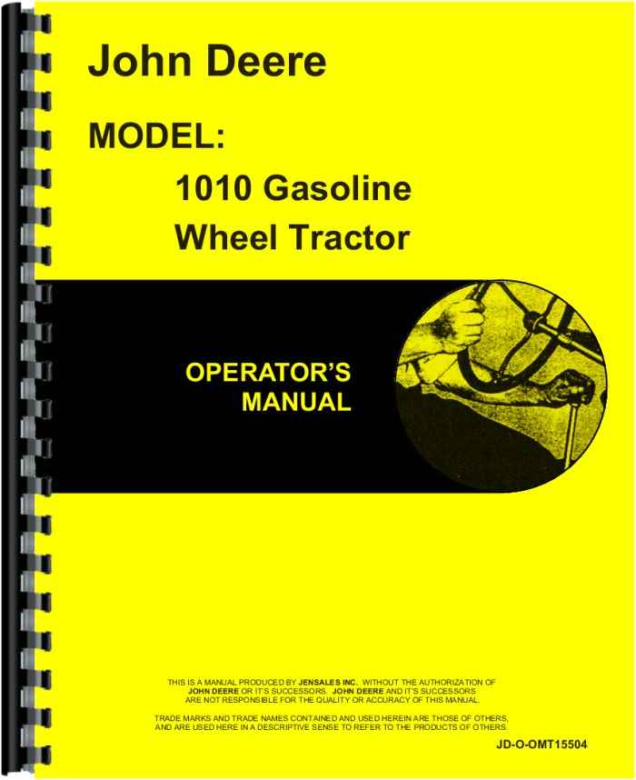 John Deere 1010 Tractor Operators Manual