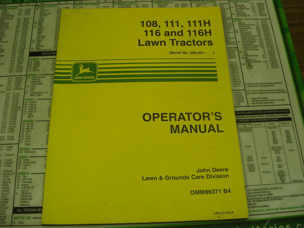 John Deere owners operators manual 108 111 111H 116 116H ...