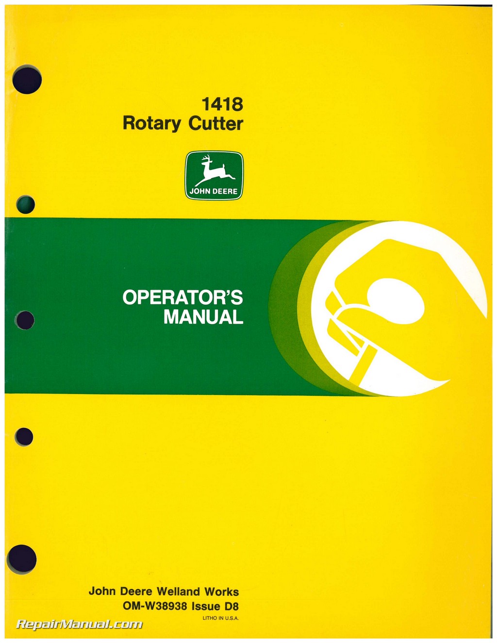 Used John Deere 1418 Rotary Cutter Operators Manual