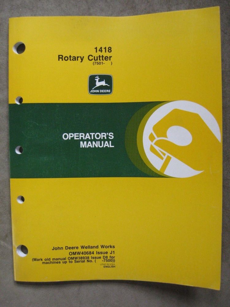 John Deere 1418 rotary cutter operator's manual | eBay