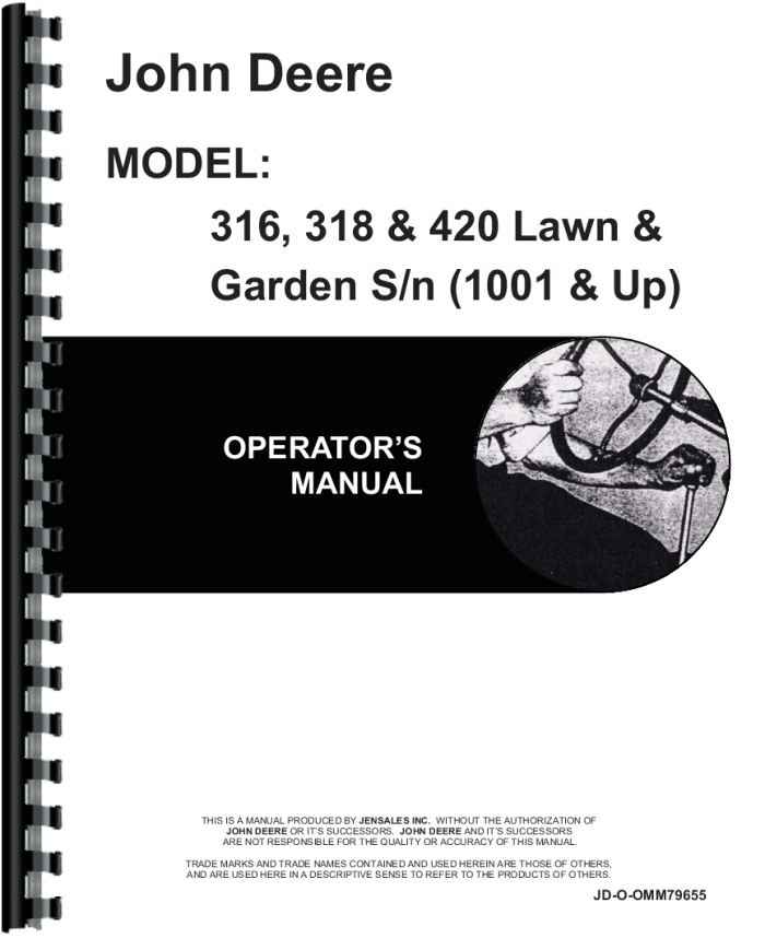 John Deere 316 Lawn & Garden Tractor Operators Manual
