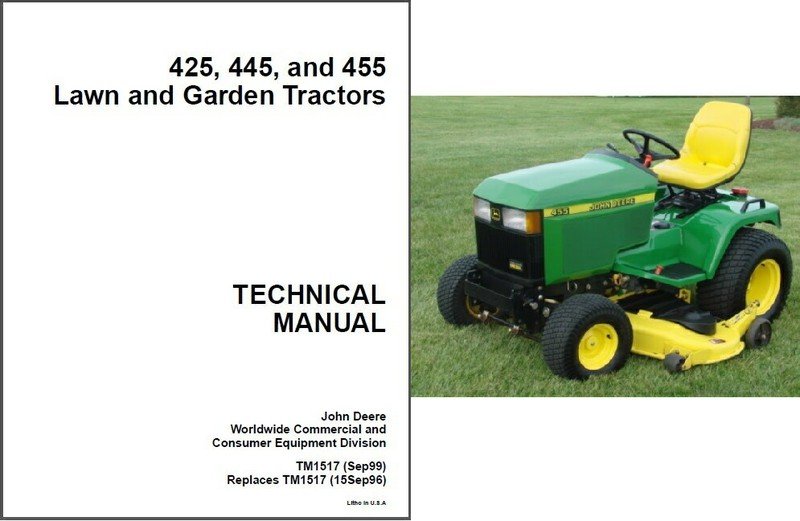 John Deere 425 445 455 Lawn & Garden Tractor Service ...