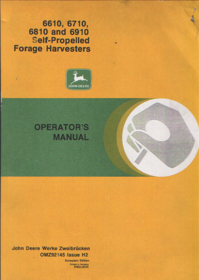John Deere Self Propelled Forage Harvester 6610 6710 6810 ...