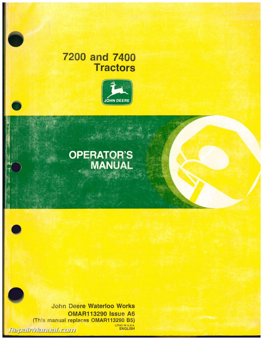 Used John Deere 7200 and 7400 Tractors Operators Manual