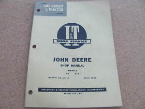 1958 John Deere Tractor Shop Manual Models 80 & 820 EX | eBay