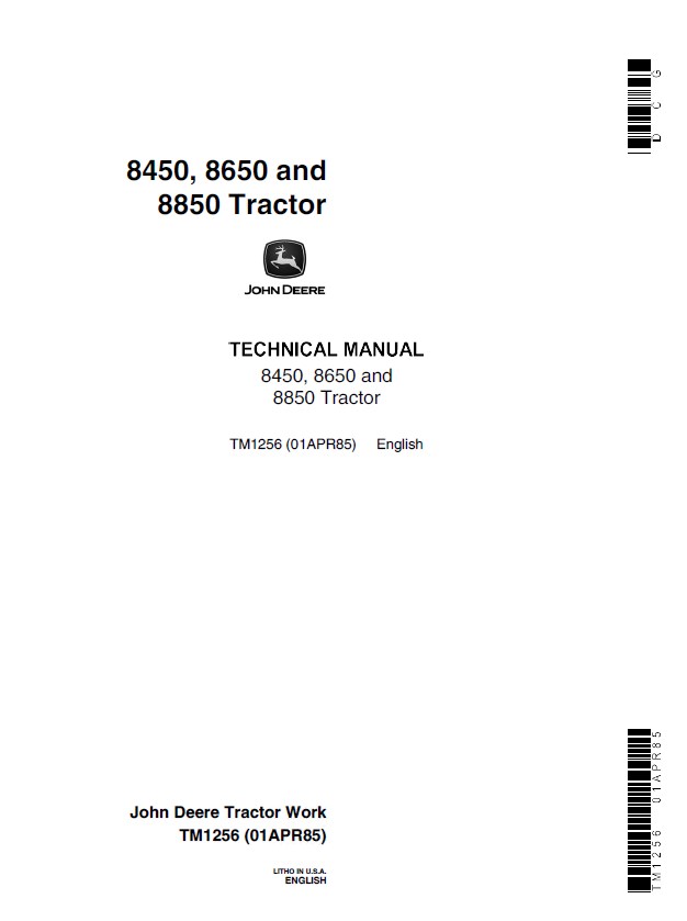 John Deere 8450 8650 8850 Tractor TM1256 Technical Manual ...