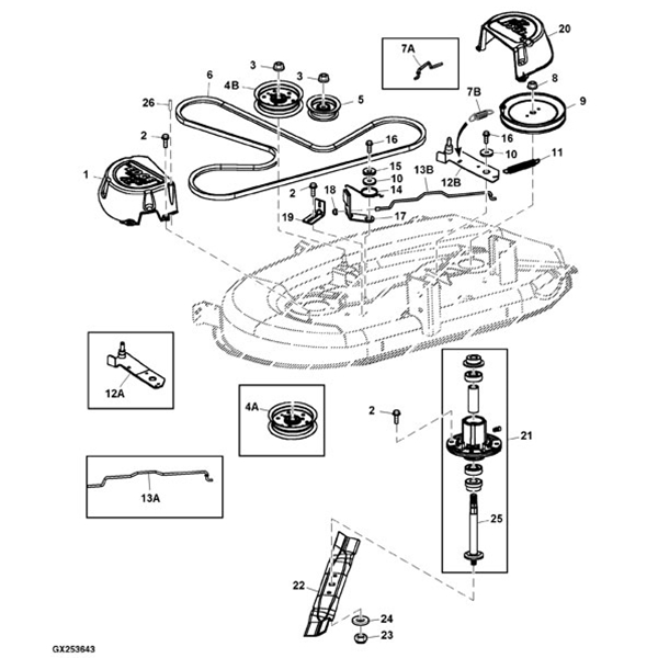 John Deere 42 D100 Series Deck Parts Diagram