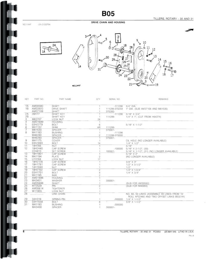 JD-P-PC953 John Deere 31 Rotary Tiller Parts Manual