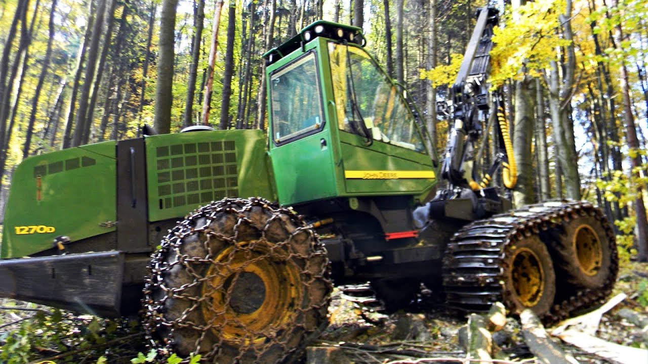 John Deere 1270D & 1410D in Laubholzernte - YouTube