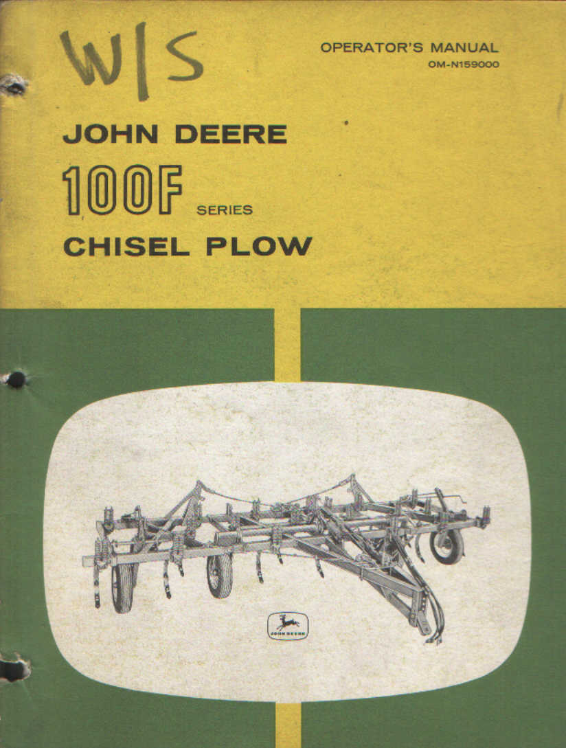 John Deere 100 F Chisel Plow Operators Manual