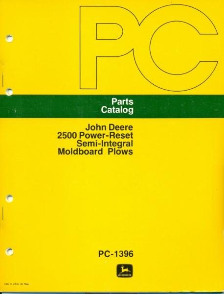 John Deere PARTS CATALOG 2500 Power-Reset Moldboard Plows ...