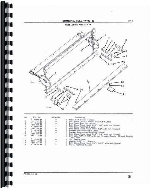 John Deere 30 Combine Parts Manual